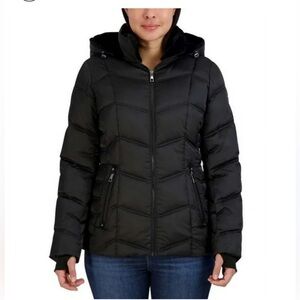 Nautica Women's Puffer Jacket w/ Detachable Hood Water Resistant winter coat